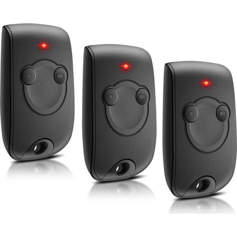 Lot De 3 Télécommandes Portail 2 Canaux 433,42mhz Compatible Keytis Keygo 2rts Code Rolling Noir