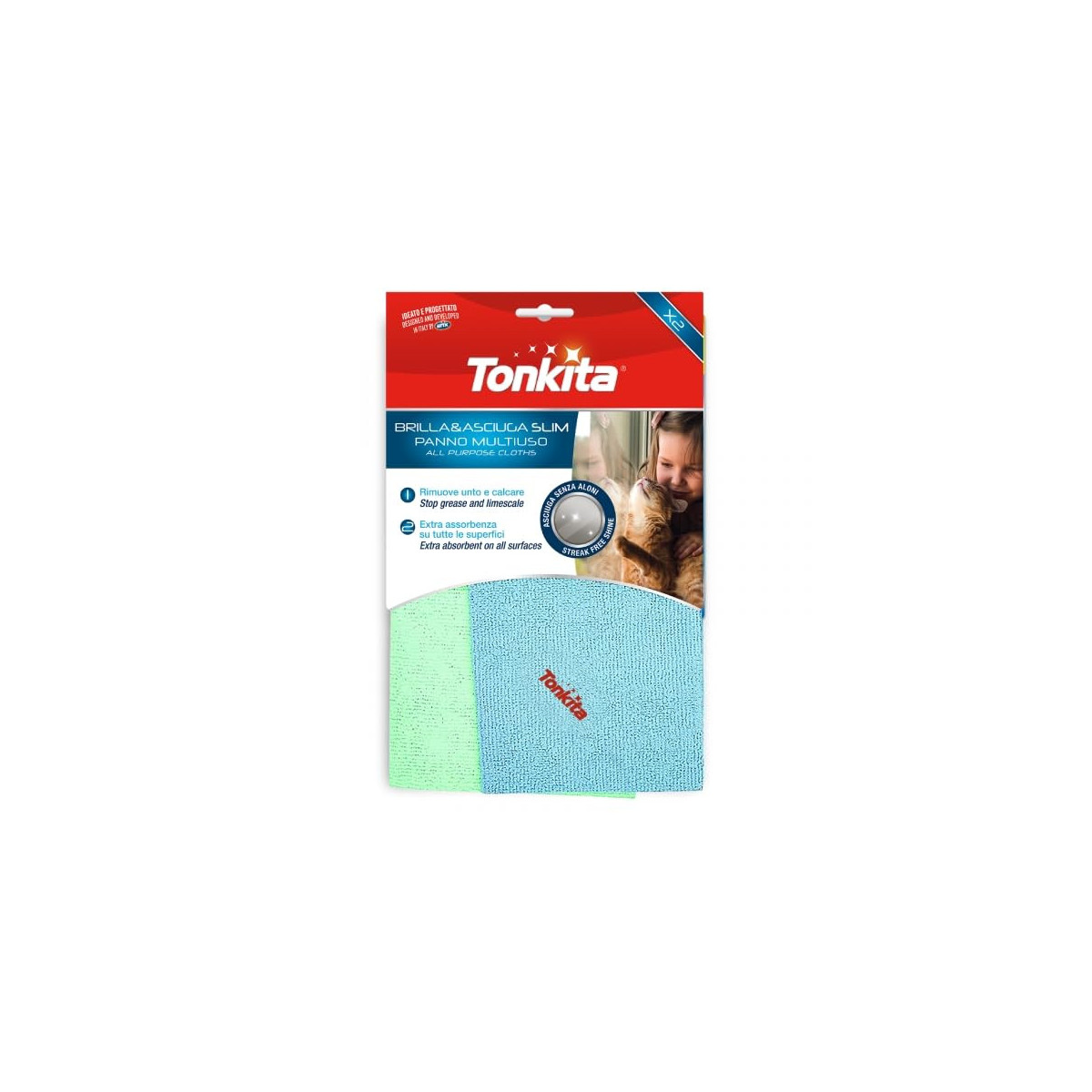Tonkita Mikrofaser-tücher Brilla&asciuga Slim 29x29 Cm - 2 Stück