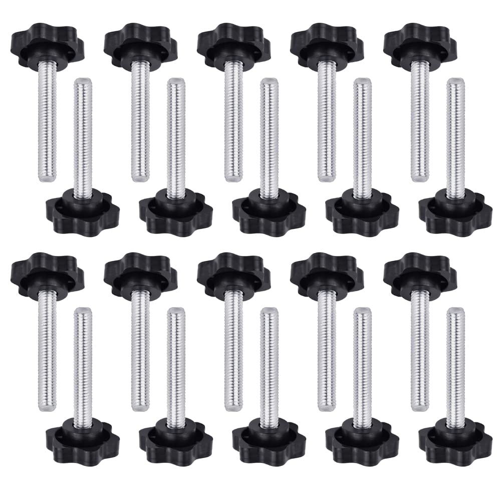 20 Stück M6 X 40 Mm Sternschrauben, Kunststoffkopf-klemmknopf, Klemmschrauben Mit Griff, Schwarzer Gerändelter Gewindeknopf, Verzinkte Flügelschrauben, Für Mechanische Drehmaschinen