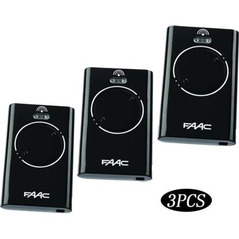 3 Pièces Télécommande Copiable Compatible Faac Xt2 433 Slh Noir - Portail Automatique Garage