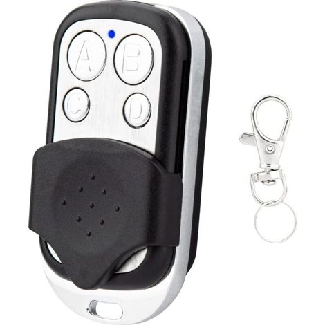 Télécommande Universelle Pour Porte De Garage - 433 Mhz - 4 Boutons Abcd - Distance 70 M - Noir Et Chrome - Abs Et Métal