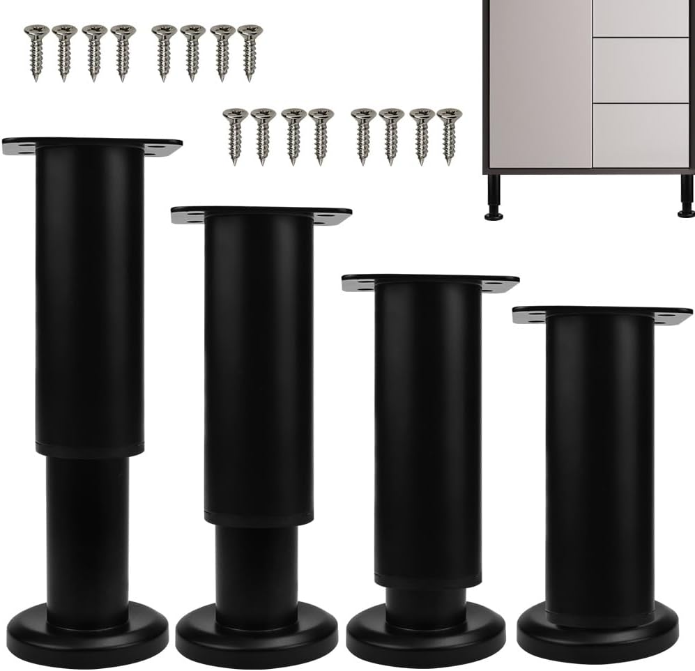 4 Stück Möbelfüße Aus Edelstahl, Höhenverstellbar Von 12 Bis 18 Cm, Tischbeine Aus Stahl, Möbelstützbeine, Bettstützbeine, Verstellbare Bettbeine Für Sofa Und Stuhl