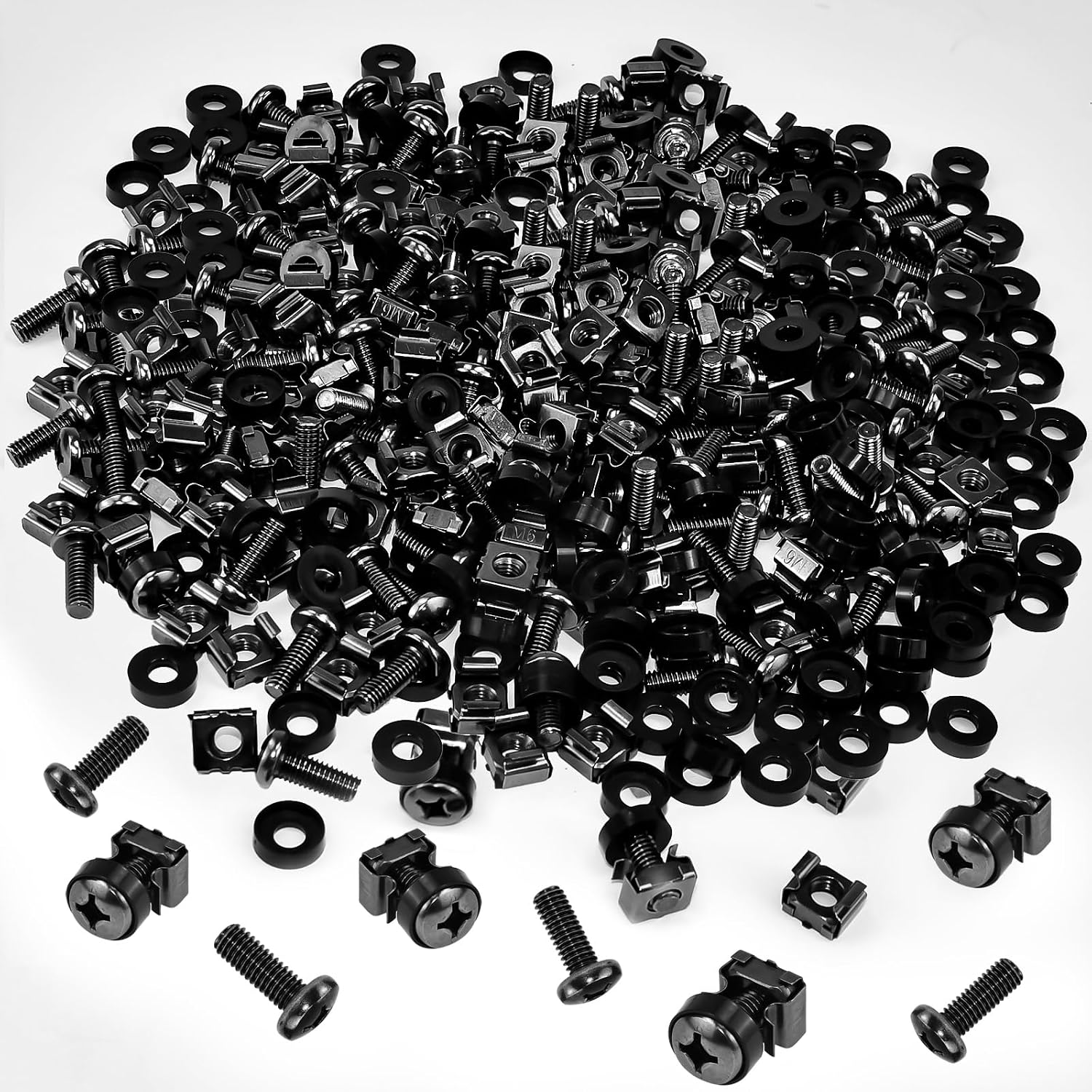100 Stück M6x16 Mm Käfigmuttern, Vernickelte Kohlenstoffstahl-käfigschrauben Und -muttern, Schnappmontage, Schwarzes Patchpanel, Für Netzwerkschränke, Auto-racks, Serverschränke