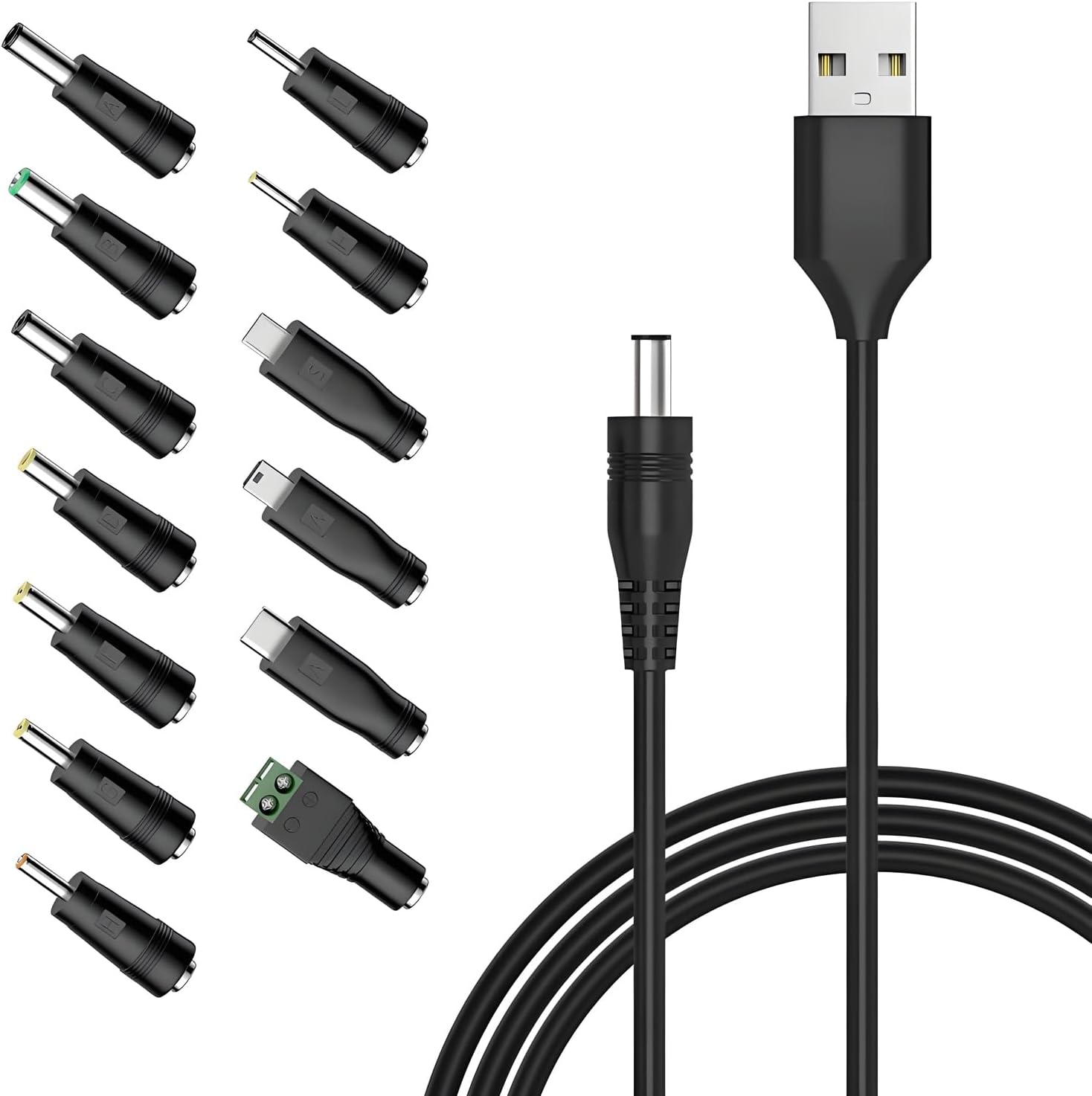 M Universal-usb-auf-dc-5v-auf-5,5-x-2,1-mm-konverterkabel Mit 13 Klinkensteckern, Hohlstecker, Für Lüfter, Router, Schreibtischlampen, Computer