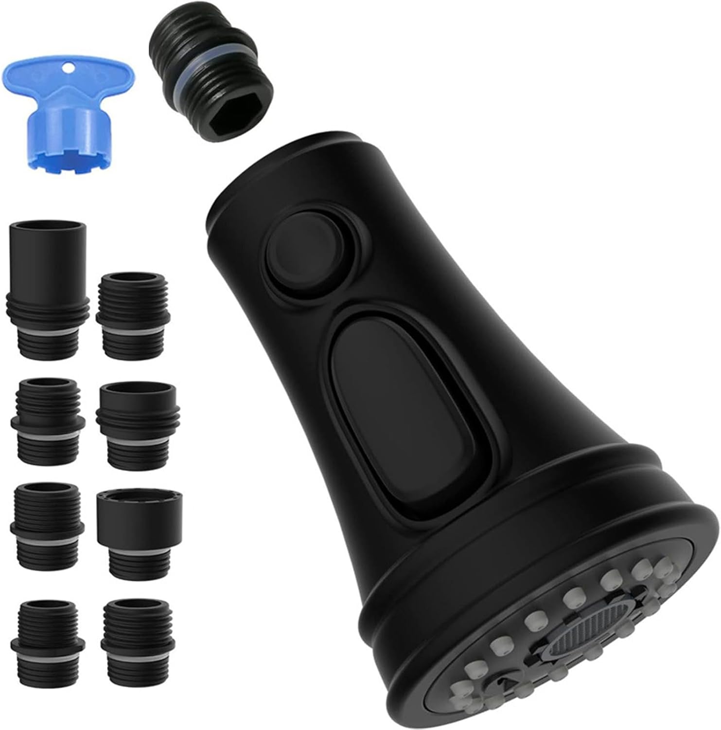 Küchenarmatur Mit 3 Funktionen, 9 Adapter, 360° Drehbarer Duschkopf, G1/2 Innengewinde, Schwarz, Für Spüle, Waschbecken Und Badezimmer