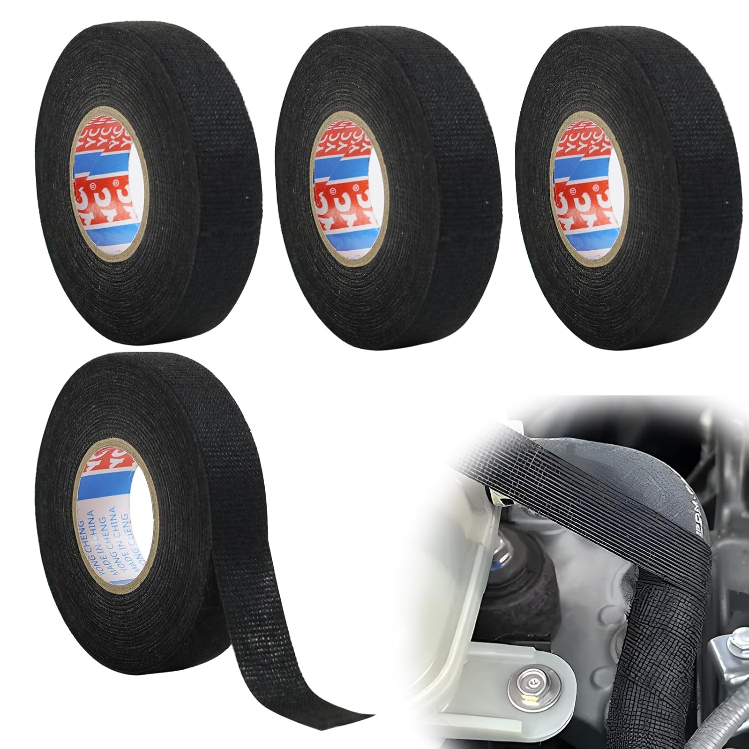 Stück Schwarzes Kabelisolierband (19 Mm X 15 M) Für Kfz-kabelbäume, Elektrisches Isolierband Für Elektriker, Auto- Und Motorradmotorkabel