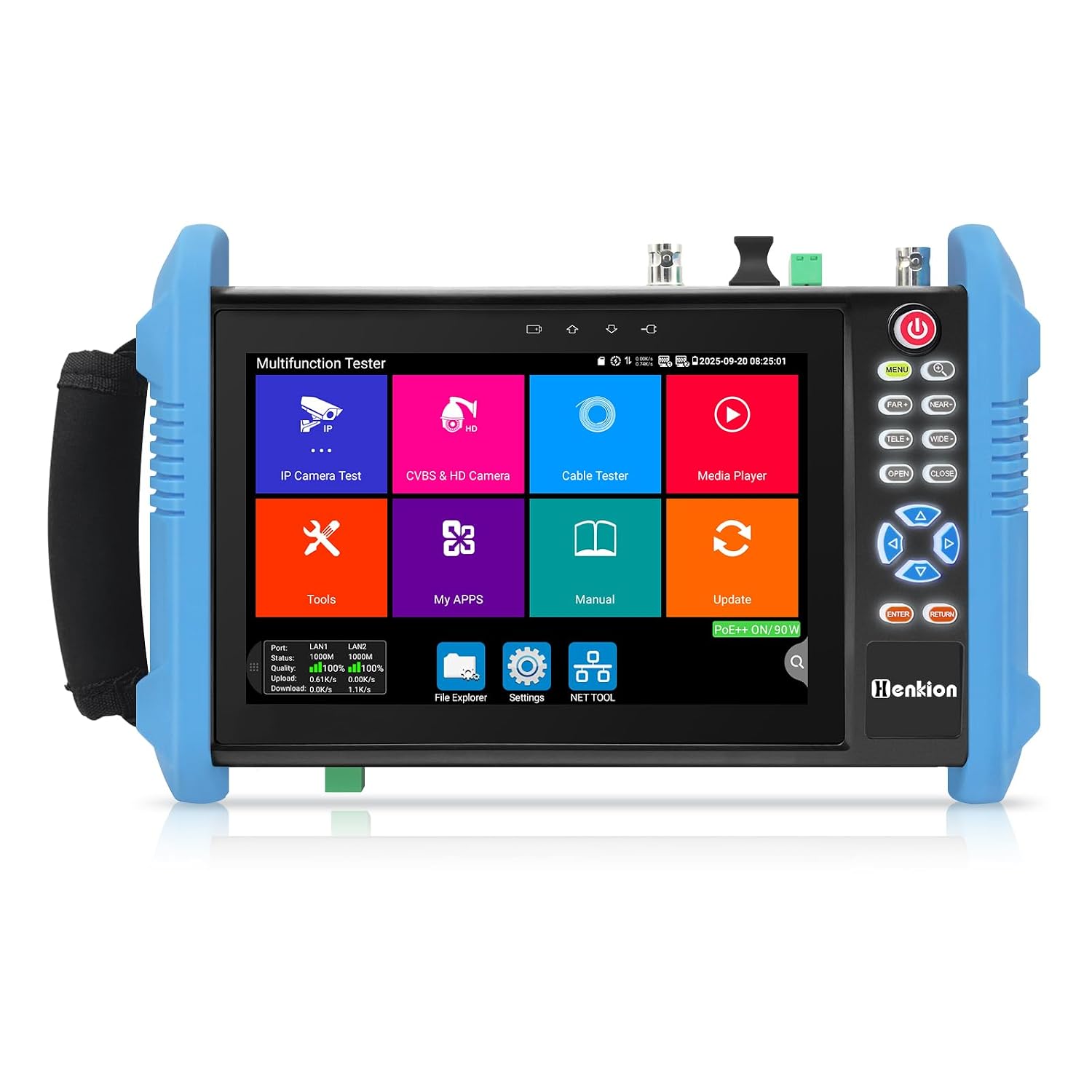 Cctv-tester 8k 32mp 4k 12mp Ip-kamera-videoüberwachungstester 7" Ips-touchscreen Ipc-9800adh Pro Unterstützt 8mp Tvi/cvi/ahd/cvbs, 1-kanal-sfp-schnittstelle, Poe++ Max. 90w, Wlan-netzwerkkabeltester