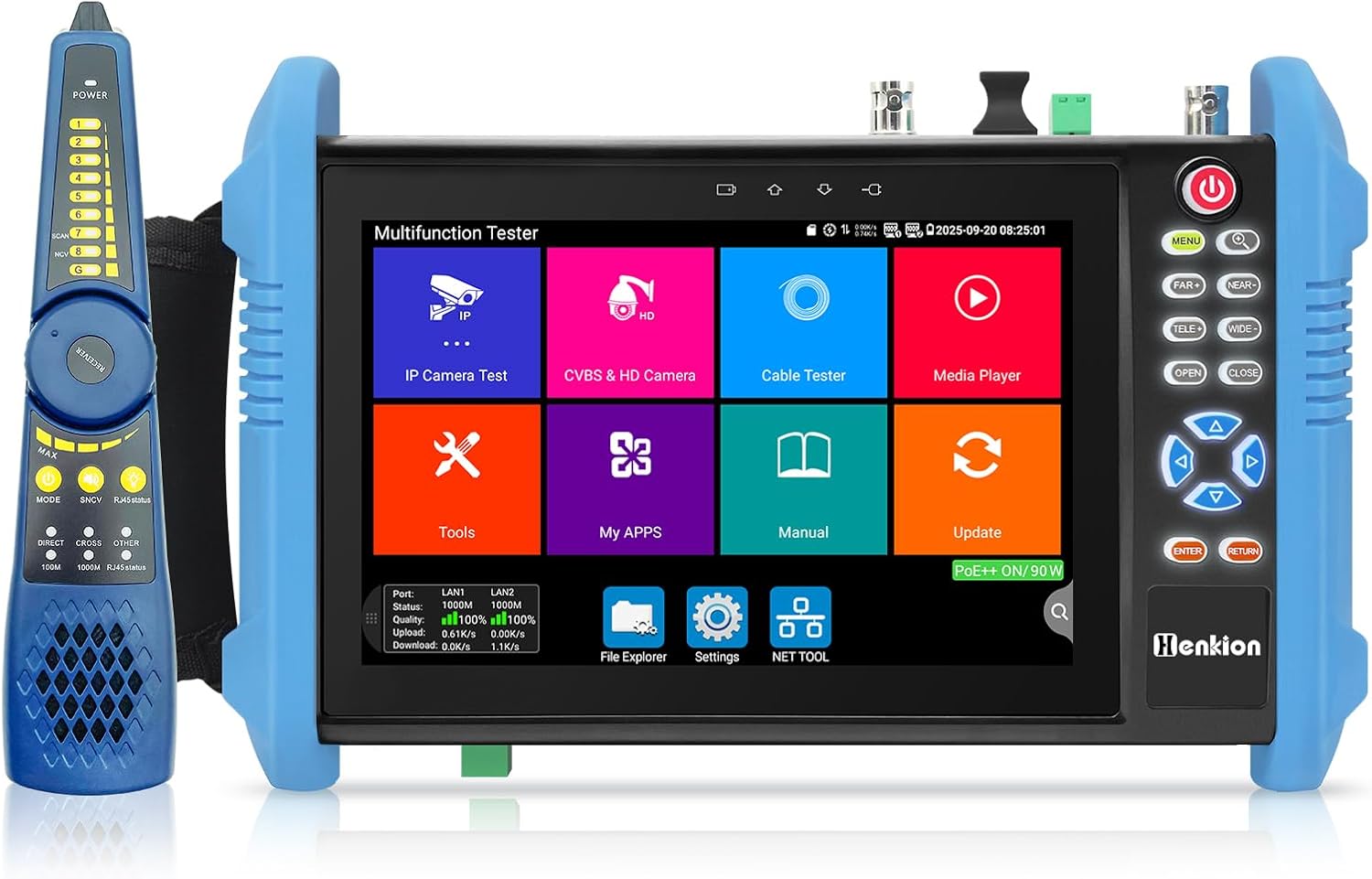 8k 32mp 4k 12mp Ip-überwachungskamera-tester Mit 90w Poe++, 7"-ips-touchscreen-testgerät, Netzwerkkabeltester, 1-kanal-sfp-schnittstellenunterstützung, Ipc-9800cpro Kabeltracer