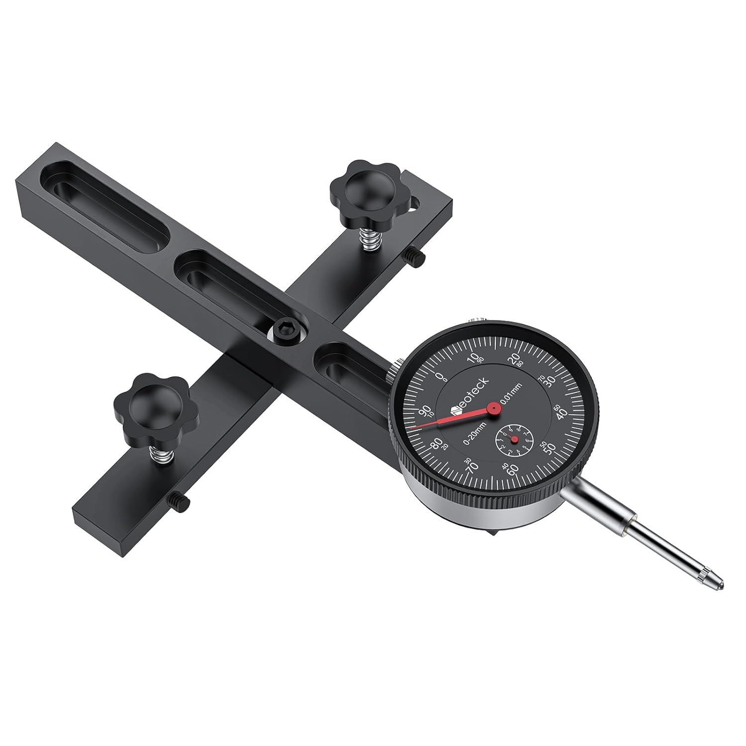 Mechanische Messuhr Für Tischkreissägen (0–20 Mm), Auflösung 0,01 Mm, Mit Eloxierter Aluminiumschiene, Dreifach-schlittenbefestigung Und Messuhr – Schwarz