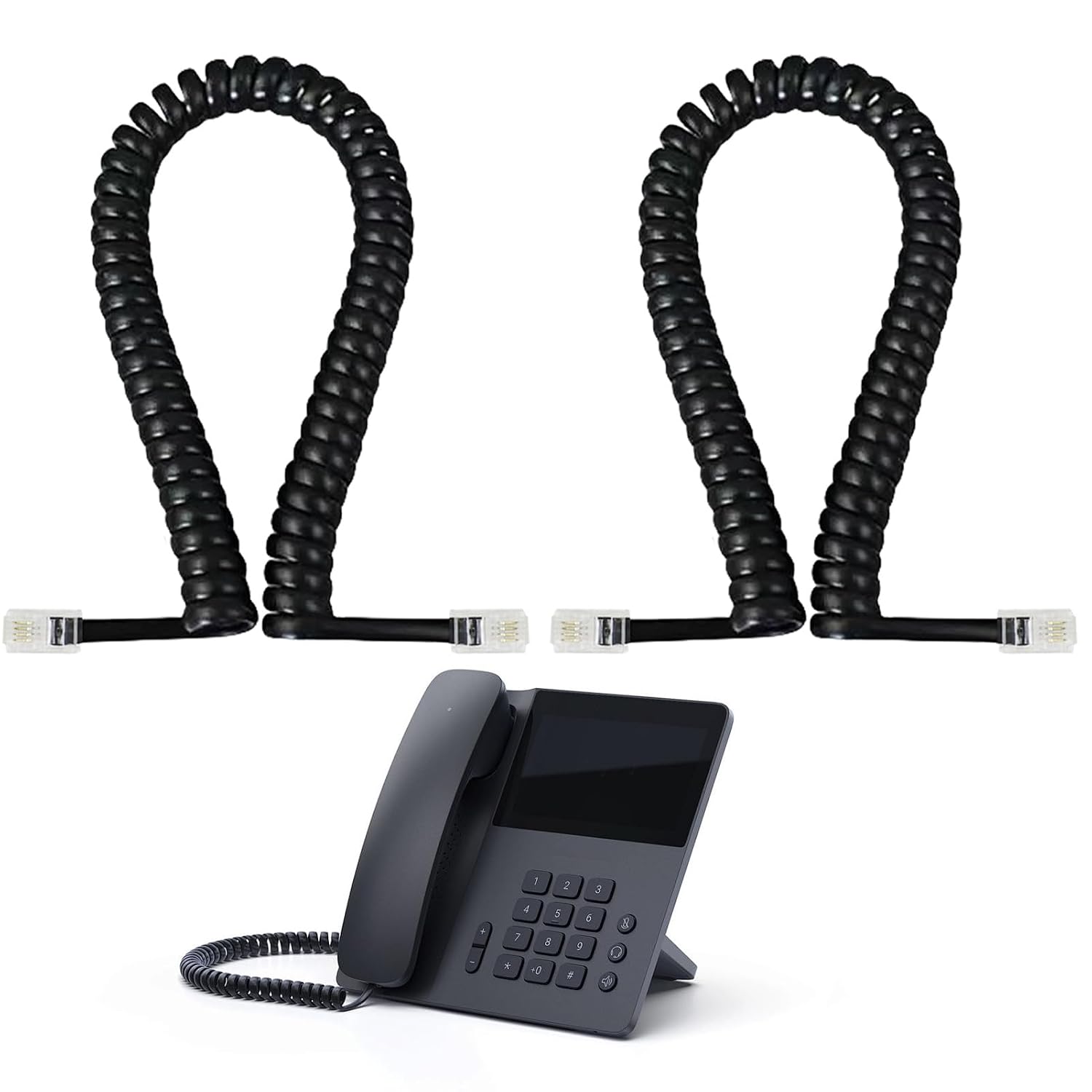 Telefonkabel, 2er-pack, 2,8 Meter Langes Festnetzkabel, Kabel Für Festnetztelefon, Rj9-festnetzkabel Für Heim- Und Bürotelefon, Schwarz