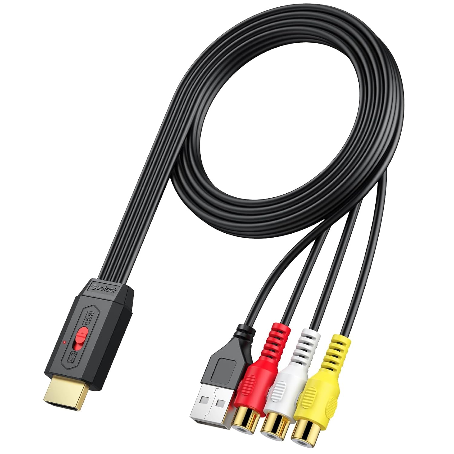 Av-zu-hdmi-konverter (rca-buchse – 60 Cm, Schwarz)