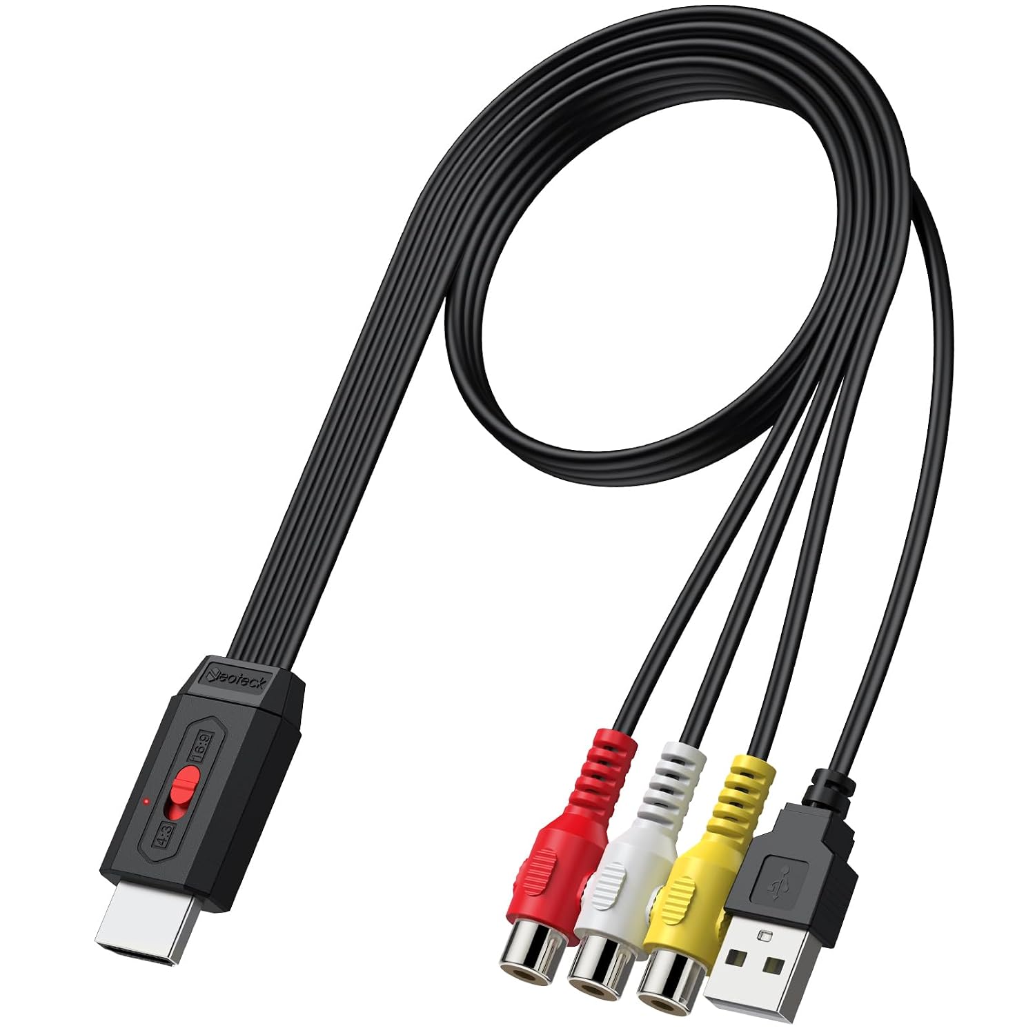 Av-zu-hdmi-konverter (rca-buchse – 20 Cm, Schwarz)
