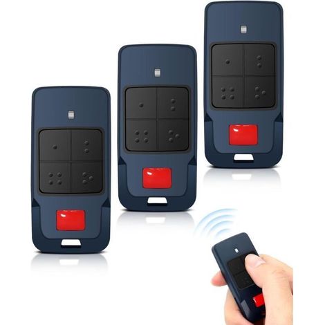 Telecommande Portail - 433 92 Mhz - 2 Canaux Rolling Code - Compatible Mitto Kleio Trc - 3 Unites