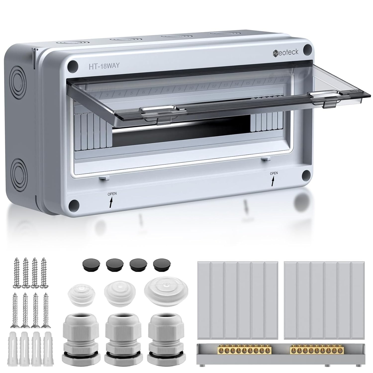 Modulares 18-modul-gehäuse, Ip65 Wasserdicht – Transparenter Abs-schaltschrank Mit Zubehör – Wandverteilerkasten Für Den Außenbereich In Haus Oder Werkstatt