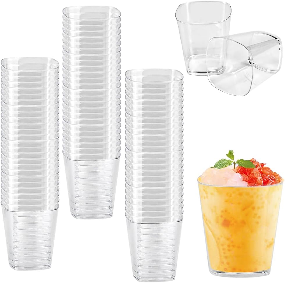 50 Stück Wiederverwendbare Dessertbecher Aus Hartplastik, 200 Ml, Transparente, Wiederverwendbare Plastikbecher