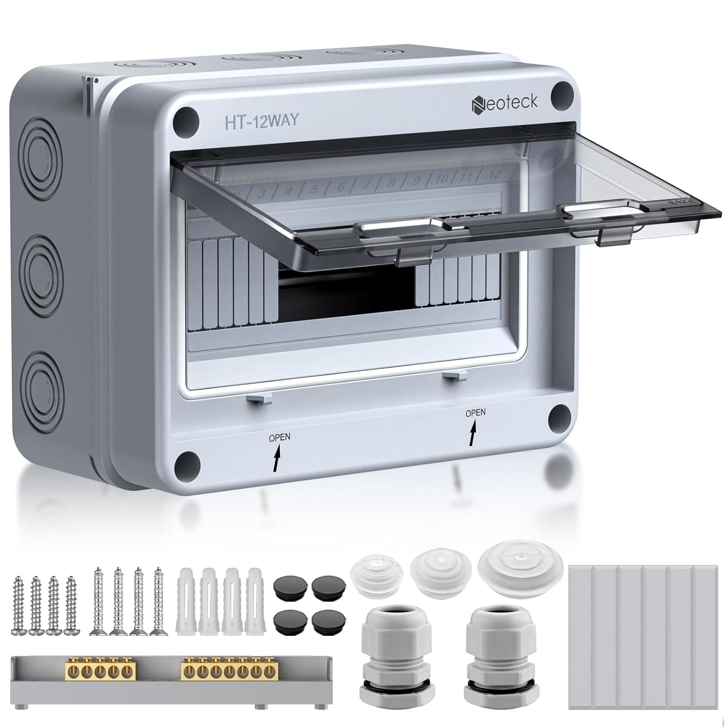 Ip65-wasserdichter Verteilerkasten Mit 12 Modulen – Transparentes Modulares Abs-elektrogehäuse – Wandmontiertes Außenpanel Für Haus, Garage, Garten Und Heimwerkerprojekte