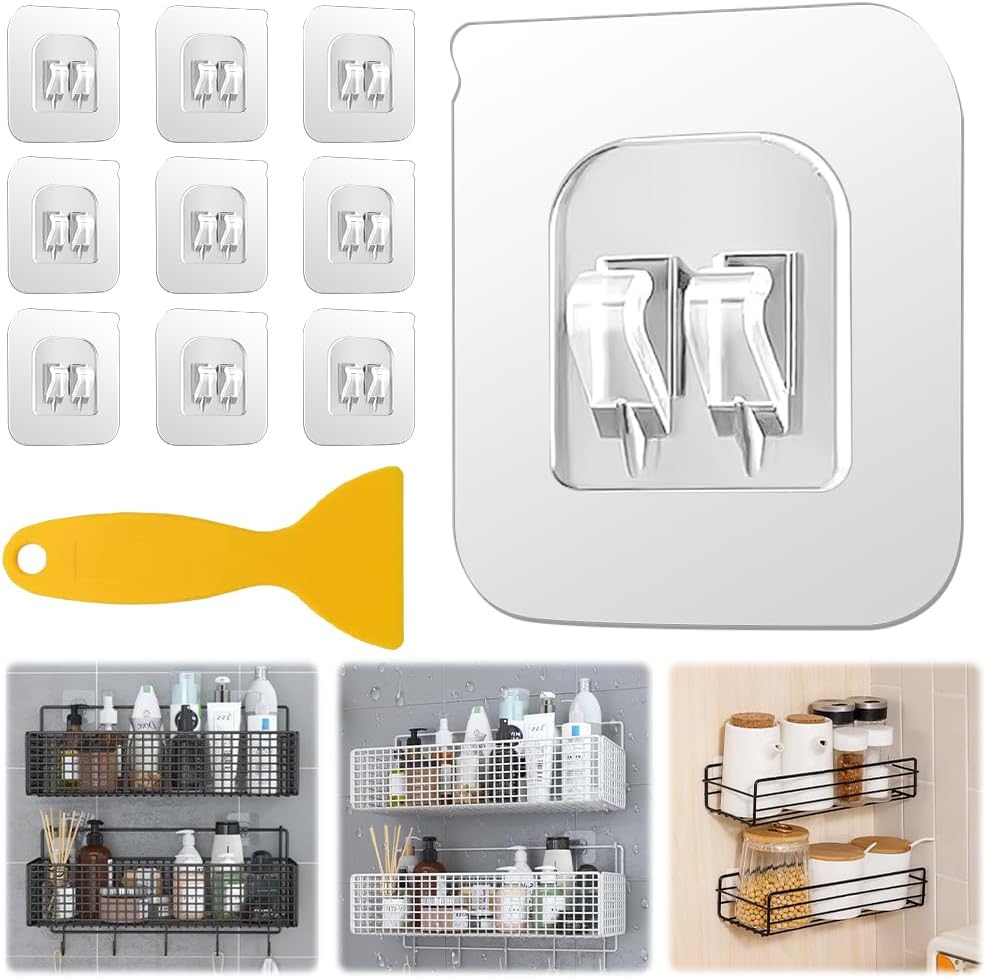 Set Mit 36 Selbstklebenden Gewürzregalhaken – 6 X 6 Cm – Transparentes Acryl – Für Badezimmer – Für Küche, Bad, Wohnzimmer
