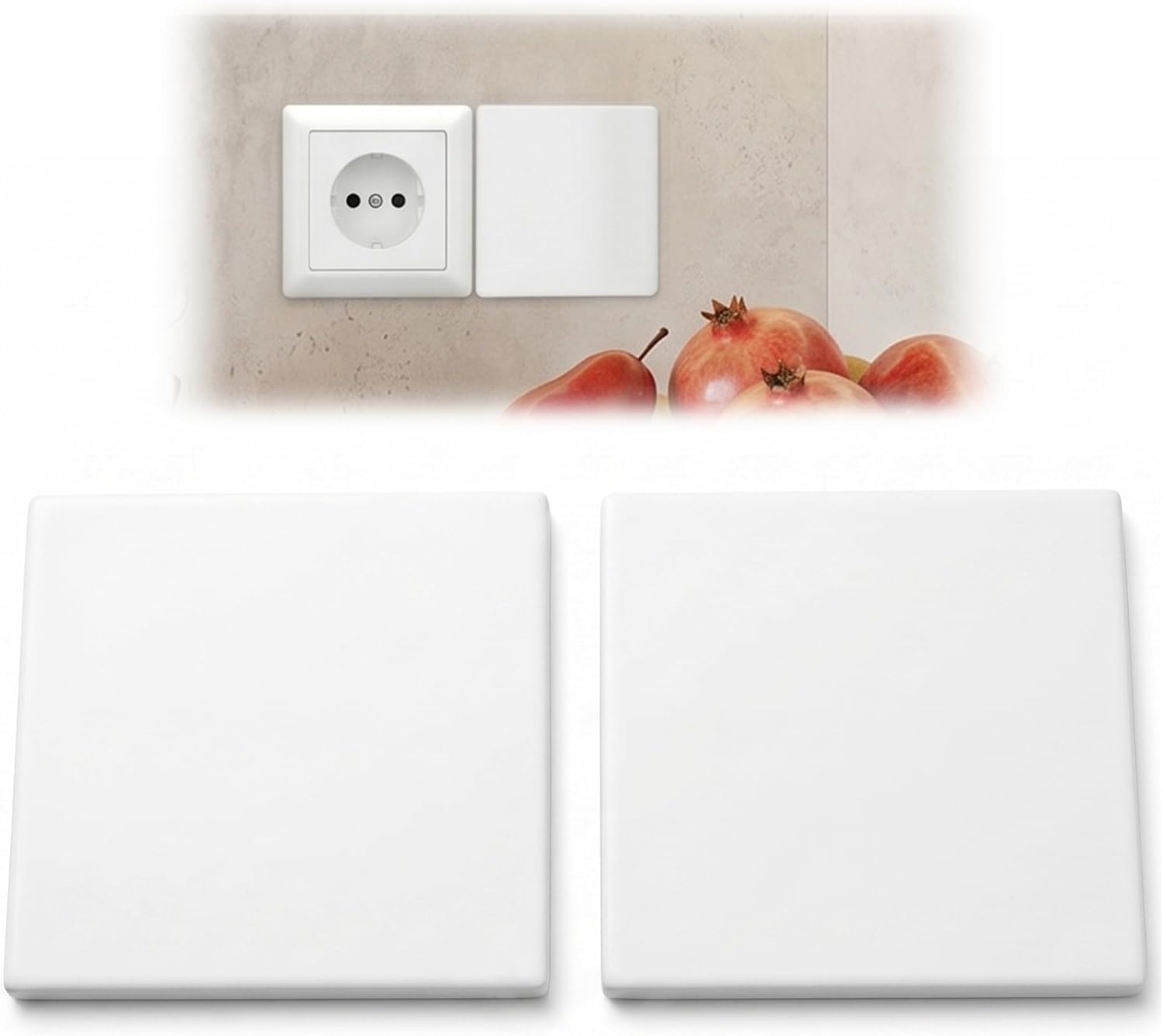 Weiße Abdeckplatten Für Steckdosen, 2er-set Selbstklebende Abdeckplatten 86x86mm, Wandschutz Für Steckdosen Und Schalter, Pc-abschlussplatte Für Die Hausrenovierung