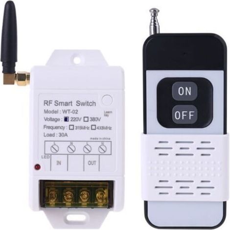 Interrupteur Récepteur Sans Fil À Télécommande, 315mhz 433mhz + 220v 380v 30a, Avec Lumière Led, Transmetteur 2000m