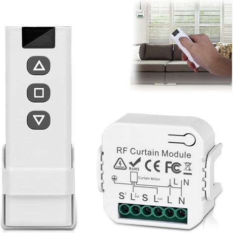 1 Kit Commande Volet Roulant, Télécommande Rf, Récepteur Sans Fil, Portée 100 M, Pour Stores Et Volets