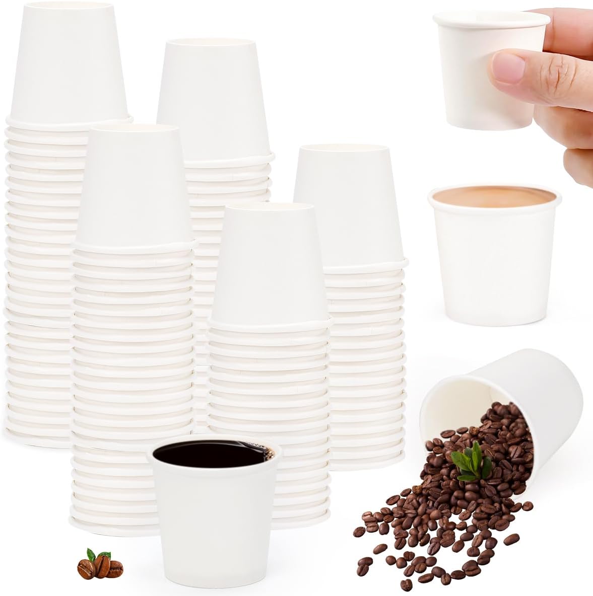 Packung Mit 100 Mini-pappbechern (30 Ml) – Kleine Pappbecher – Für Heißgetränke – Einweg – Pappe – Für Partys, Hochzeiten, Liköre