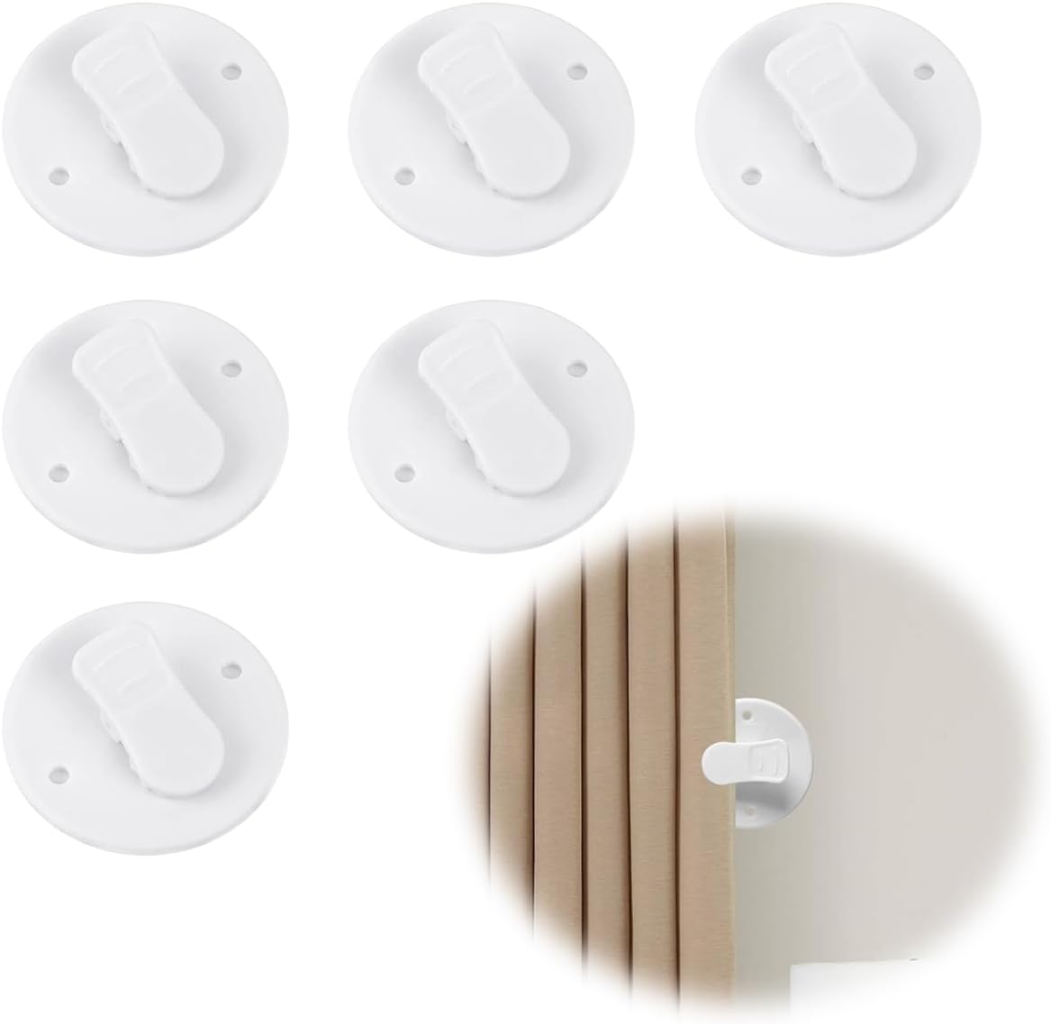 4er-set Duschvorhangclips, Spritzschutzclips, Selbstklebende Duschvorhangclips, Winddicht, Weiß