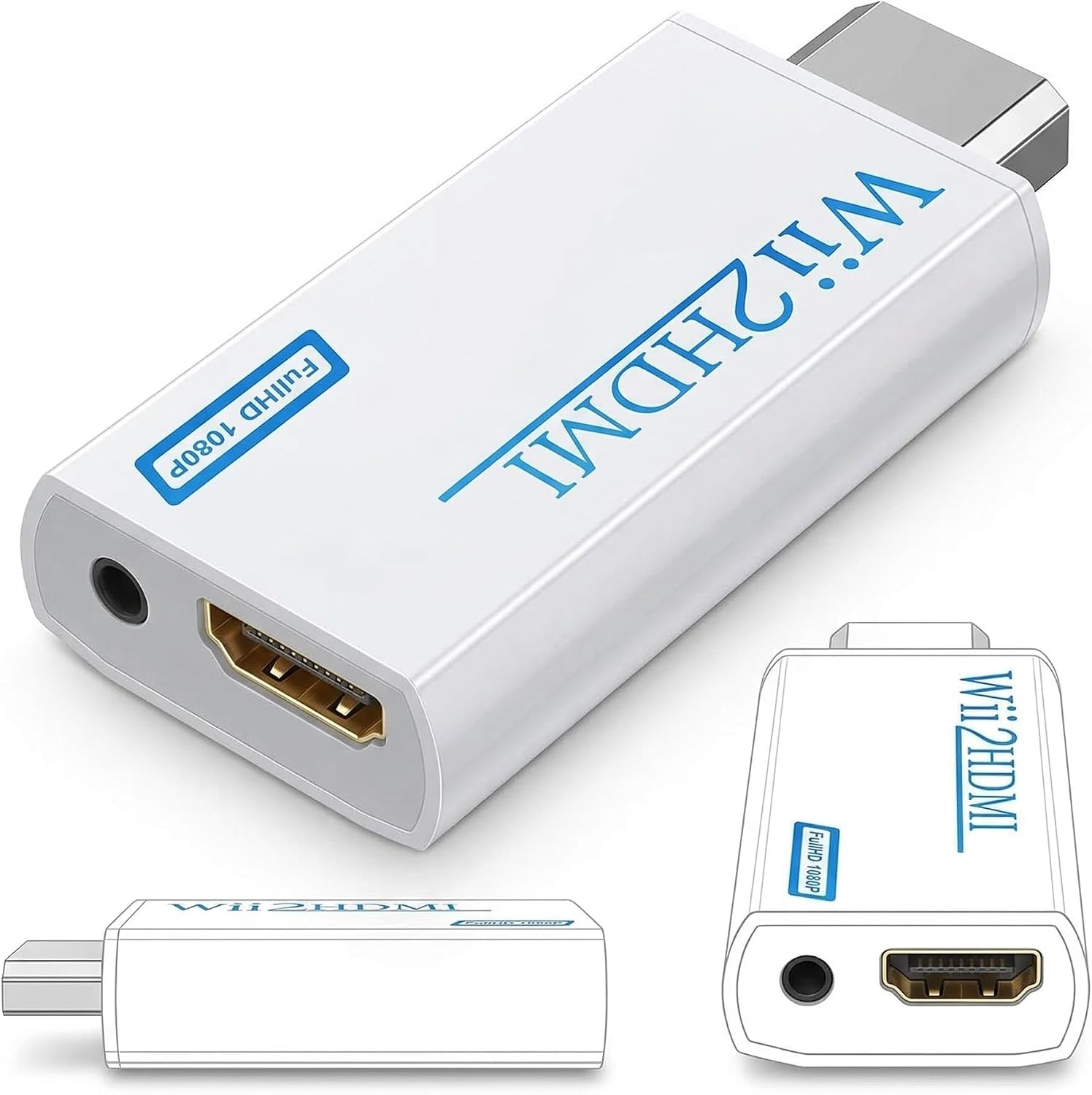 Wii-zu-hdmi-adapter 1080p/720p Hd, Wii-hdmi-konverter Mit 3,5-mm-audioausgang, Plug & Play Ohne Treiberinstallation, Kompatibel Mit Allen Wii-anzeigemodi, Tv-bildschirm Und Projektor (weiß)