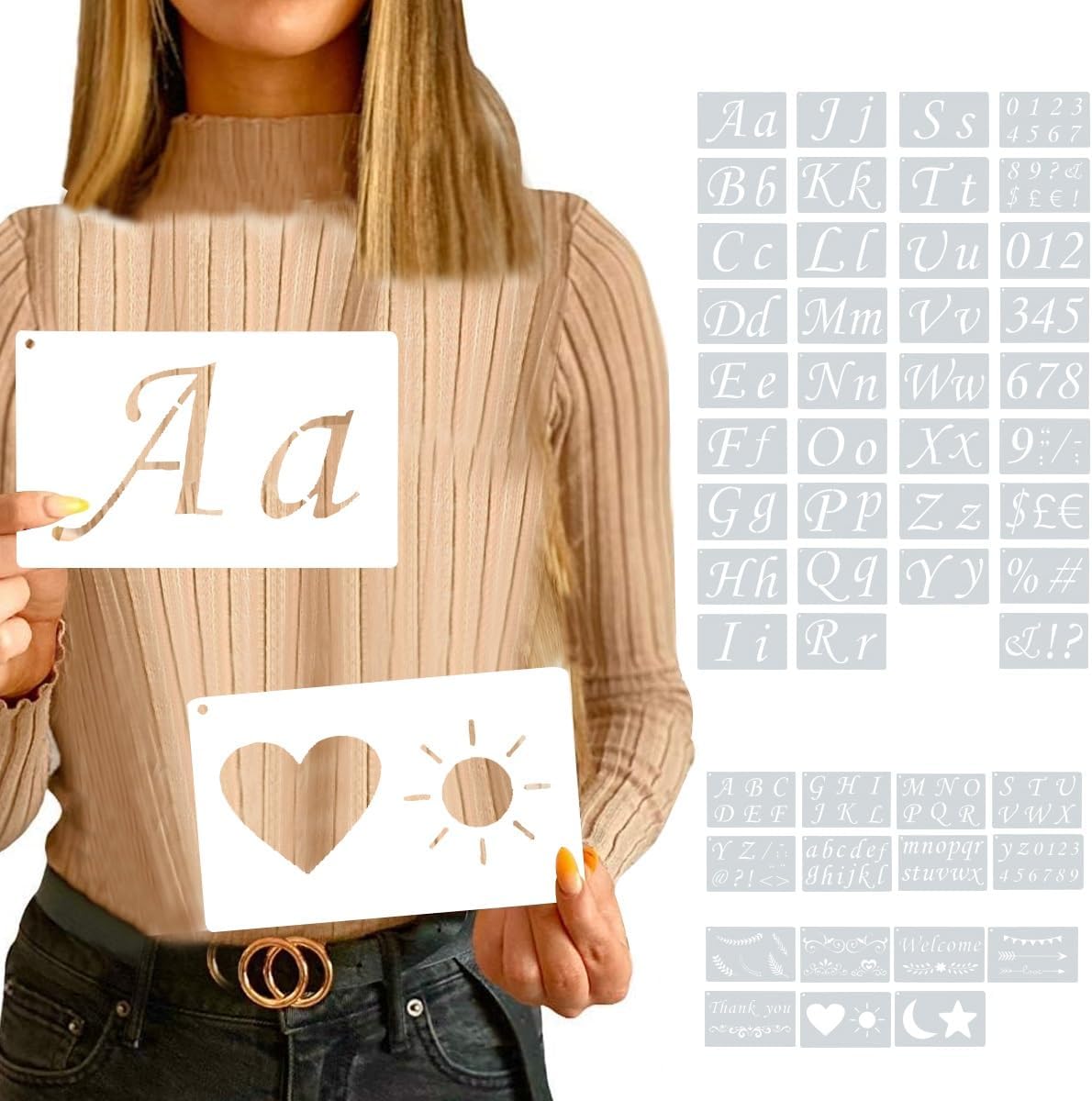 50 Wiederverwendbare Buchstaben- Und Zahlenschablonen Aus Kunststoff, Inklusive Zahlenschablonen, Ideal Zum Malen Und Basteln Mit Dem Alphabet Für Kinder.
