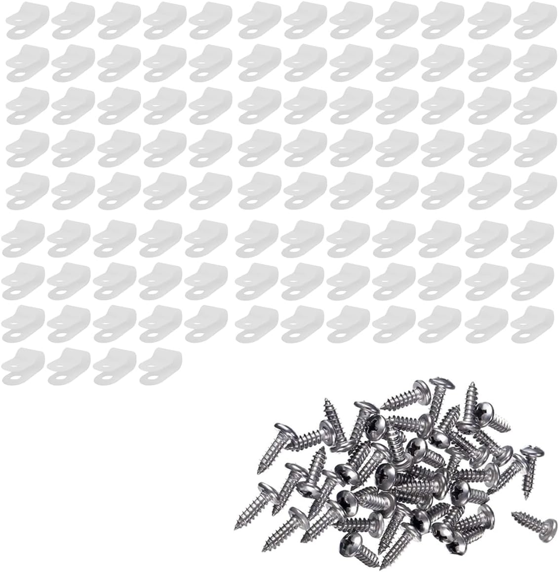 100 Stück R-clips Nylon Weiß 6,4 Mm Wiederverwendbare Halterungen Für Kabelmanagement Mit 100 Schrauben