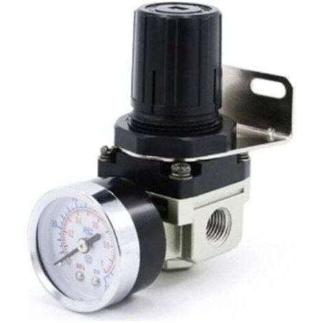 Gabrielle Luftdruckregler, Ar2000-02 G1/4 Pneumatisch Gesteuerter Kompressor Mit Manometer, 1/4-ventil, Einstellbares Manometer Aus Aluminiumlegierung Mit Halterung