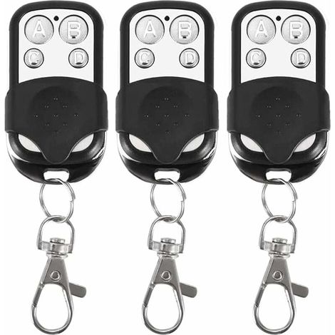 Lot De 3 Télécommandes De Porte De Garage Électriques Sans Fil En Métal, Fréquence 433 Mhz, Code Fixe, 4 Boutons