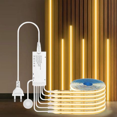 12v Cob Led Strip, 6 Rouleaux 1m Blanc Chaud Led Strip Avec Touch Et Main Balayage Dimmer Pour Armoire, Cuisines, Vitrines, Étagère, Étagères, Éclairage De Panneau Acoustique