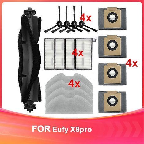Staubsaugerfilter, Staubsaugerbürste, Staubsaugerbürstenfilter, Ersatzteilfilterset Für Eufy X8 Pro Staubsauger – Zubehör Umfasst Walzenbürste, Seitenbürsten Und Wischmopp.