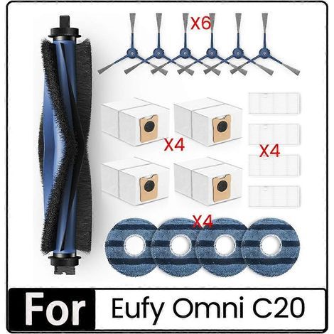 Staubsaugerbürstenfilter, 19-teiliges Set Aus Handbürsten, Seitenbürsten, Hepa-filtern, Staubbeuteln Und Wischtüchern Für Omni C20 Saugroboter.