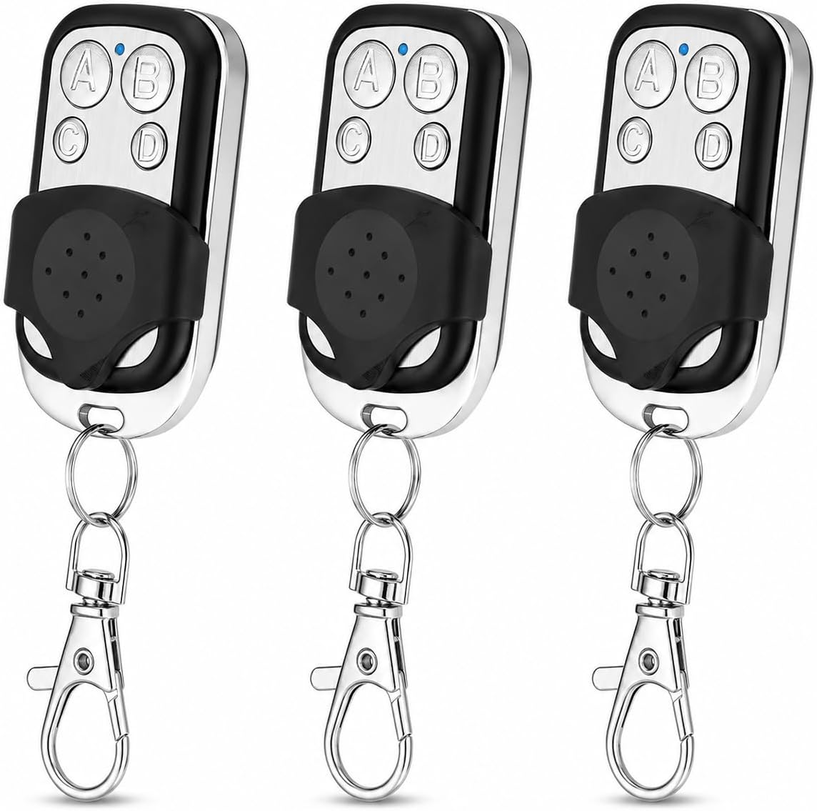 Lot De 3 Télécommandes Portail Universelles 433 Mhz, Télécommande Garage 4 Boutons À Code Fixe Avec Porte-clés, Copie Clone Pour Portail, Porte De Garage, Barrière Automatique Et Alarme