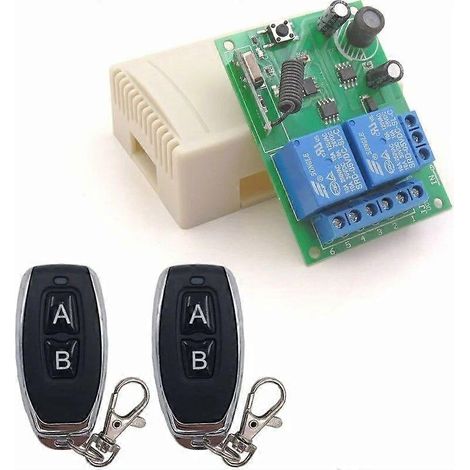 Interrupteur De Télécommande Sécurisé Sans Fil 12 V Cc 433 Mhz Rf 10 A Avec Récepteur Relais Et 2 Émetteurs, Pour Moteur, Éclairage, Portail, Contrôleur Diy