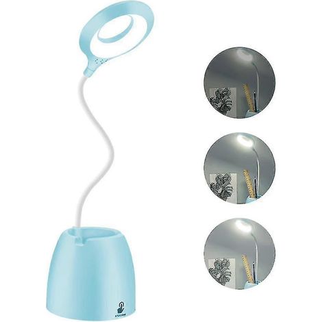 Schreibtischlampe Fürs Homeoffice, Wiederaufladbare Led-schreibtischlampe Mit Usb-ladeanschluss, Halterung Für Handy Und Stift, 3 Helligkeitsstufen, Nachtlichtmodus, 360°-drehung.