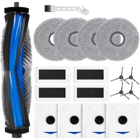 18-teiliges Zubehörset Für Ecovacs Deebot N30 Pro / N30 Omni / N30 Pro Omni Saugroboter: 1 Hauptbürste, 4 Seitenbürsten, 4 Filter, 4 Tücher, 4 Staubbeutel, 1 Reinigungsbürste