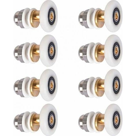8 Pièces Roulette Porte Douche, Roulettes De Porte Coulissante Cabine De Douche Porte Poulies Roue De Rechange Pour Rouleau Avec Diamètre De Roues 25mm