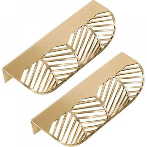 2 Pièces Poignée De Tiroir De Style Feuille D'Or, Bouton De Traction De Porte De Meuble En Laiton, Poignée De Porte D'Armoire