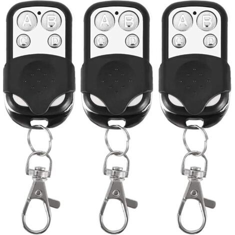 Hoxileeleo - Lot De 3 Télécommandes Universelles 433,92 Mhz – Code Fixe – 4 Boutons Pour Commander Jusqu'à 4 Portes – Programmables, En Abs Et Aluminium
