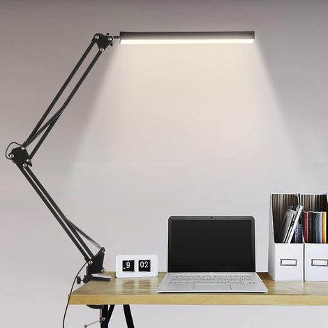 Led-schreibtischlampe – Zum Anklemmen, 3 Farbmodi – 10 Helligkeitsstufen – 360° Drehbar – Usb-anschluss, Faltbar – Augenschutz – Schwarz