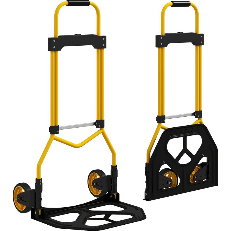 Irovami Einkaufswagen Mit Teleskopgriff, 60 Kg Tragkraft, Stahlrahmen, Gelb