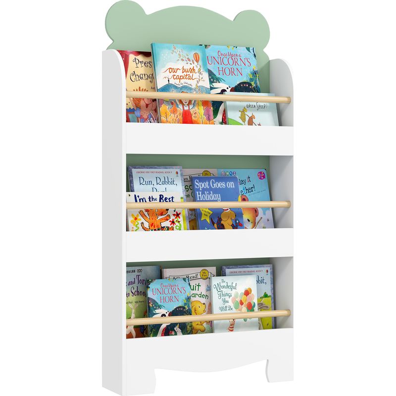 Irovami Kinderregal, 3-stöckig, Bärenmotiv, Ideal Für Bücher, Spielzeug Und Kinderzimmer, 55 X 15 X 110 Cm, Grün