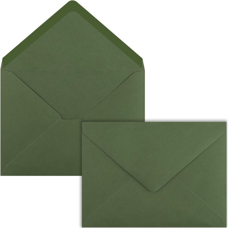 Irovami A7 5x7 Briefumschläge, 50er-packung – V-klappe, Feuchtigkeitsbeständig, Grün – Ideal Für Einladungen, Hochzeiten, Dankeskarten