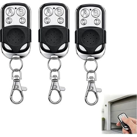 3 Pièces Telecommande Universelle Portail, 433.92 Mhz Télécommande Garage Sans Fil 4 Boutons Code Fixe Bip Portail Universelle Avec Couvercle Coulissant Pour Voiture Et Porte Garage Électrique