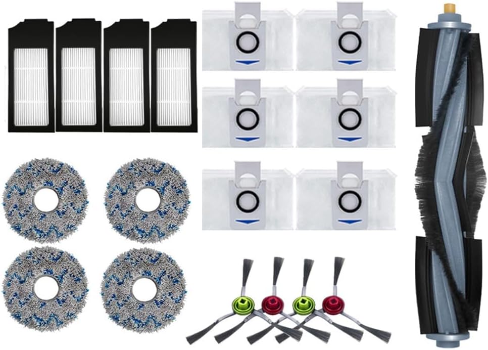 19-teiliges Zubehörset Für Saugroboter, Inklusive Hauptbürste, Seitenbürsten, Wischpads Und Staubbeutel Für Ecovacs, Deebot, X1, Omni Turbo, T10, Yeedi Und Kk.