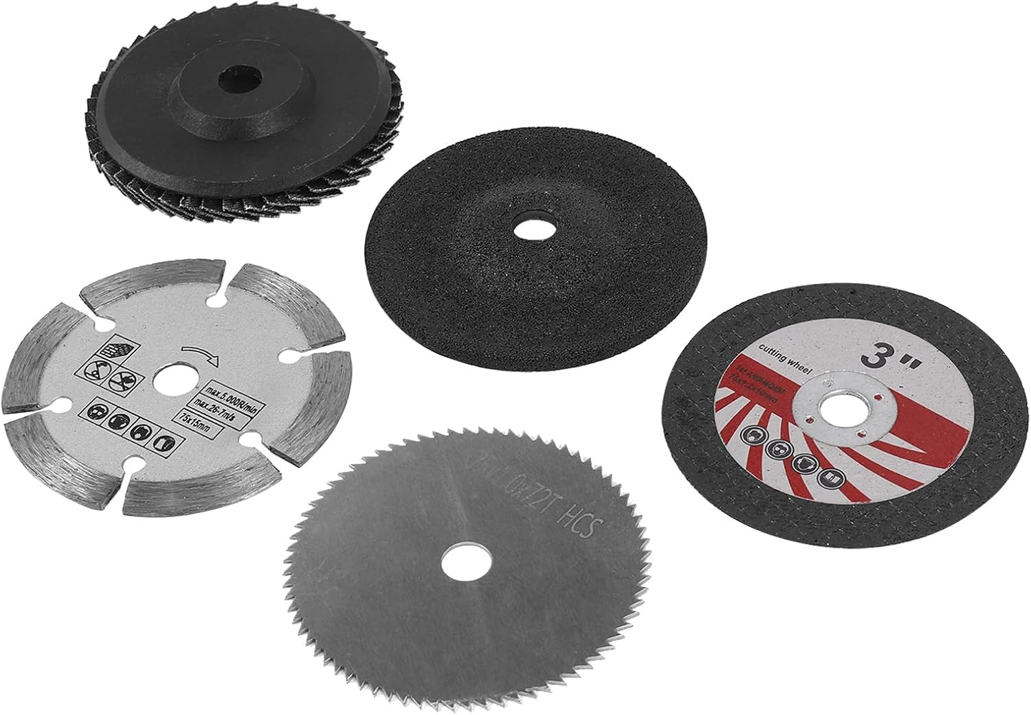 5-teiliges Set: 75-mm-trennscheibe Für Winkelschleifer Mit 10-mm-bohrung, Flaches Metallkreissägeblatt, Schleifscheibe, Schleifpads, Werkzeug