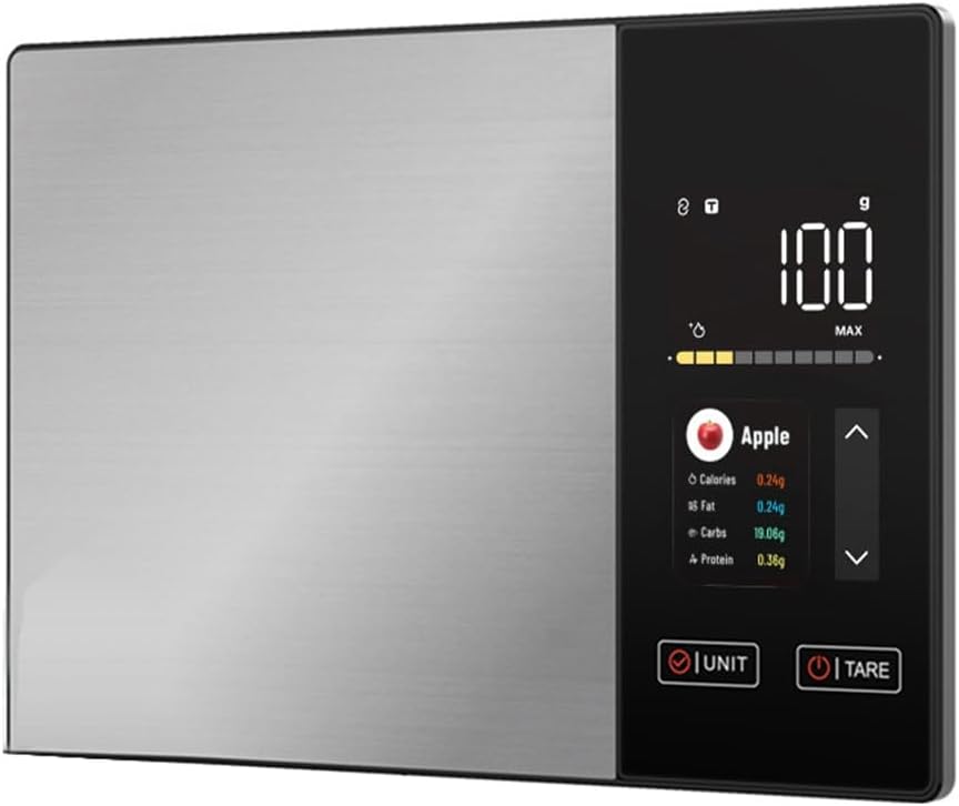 Ernährungsbewusste Küchenwaage Aus Edelstahl, Kalorien-, Protein-, Fett- Und Kohlenhydratmessung, 5 Kg Kapazität, Für Gesundes Kochen