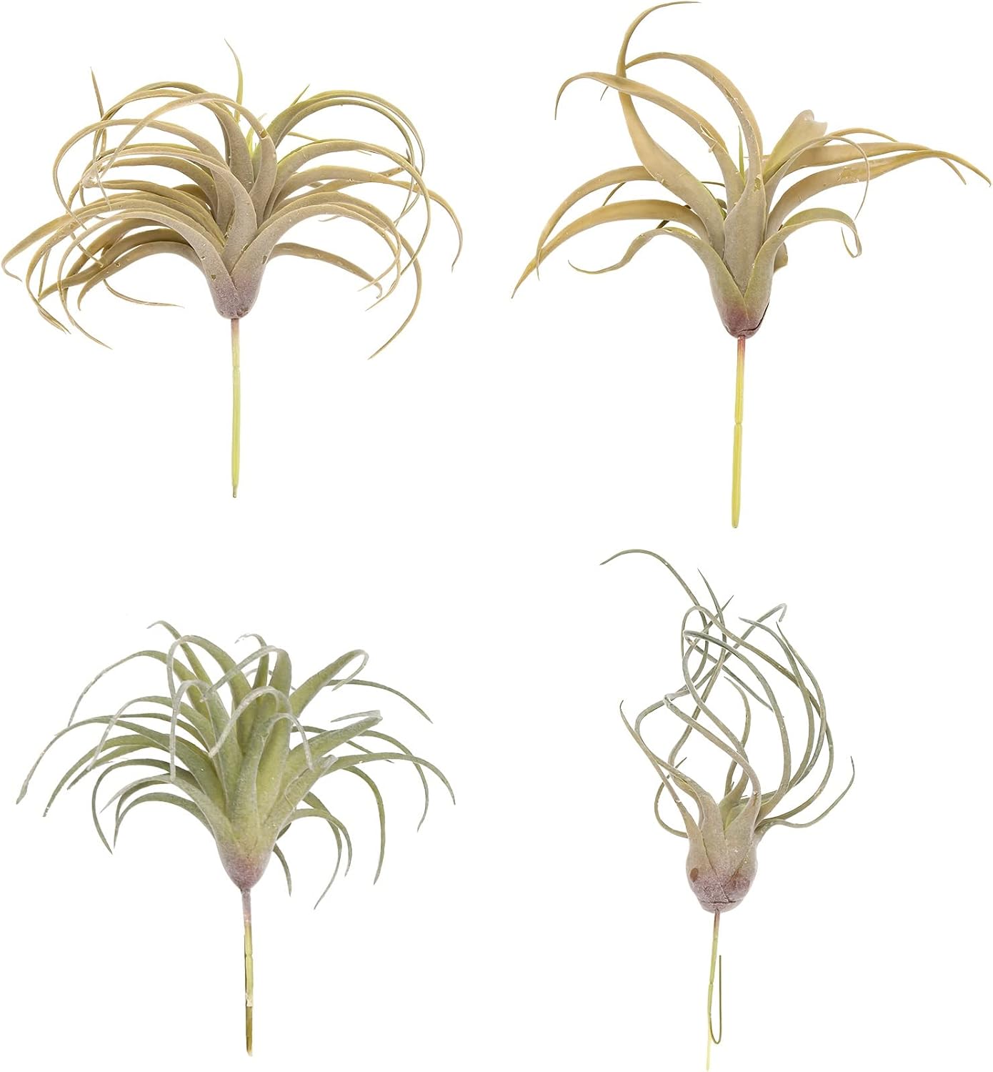 Set Mit 4 Künstlichen Ananas, Luftpflanzen, Herbstblumen, Künstlichem Flock, Tillandsien, Bromelien, Zimmergarten